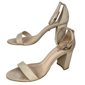 Schutz Anna Lee Leather Strappy Heels Womens 9B Nude Sandals Block Heel Neutral